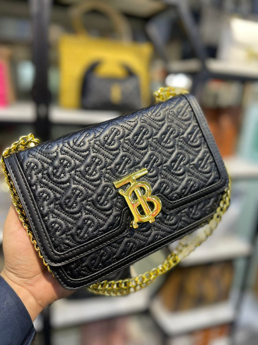 Burberry Lawiano BOR Bag Black N Gold Chain